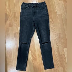 High waisted flexx grey ripped cropped skinny jean